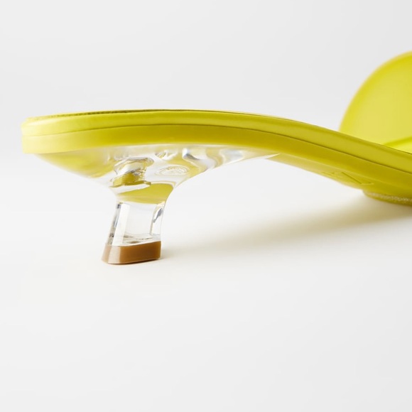 ZARA Yellow Rubber Kitten Heel Sandals EUR 39 US 8 - Picture 6 of 6